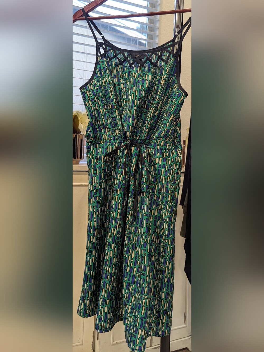 Mossimo Supply Co. Green and Blue Geometric Midi Dress